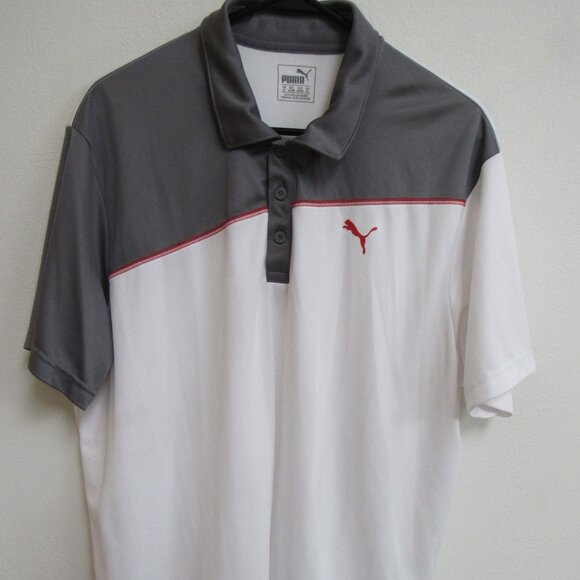 Puma Dry Cell White/Gray Short-Sleeve Golf Polo Shirt XL - Picture 1 of 5
